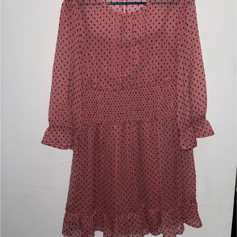 Cato Pink Long Sleeve Dress with Polka Dots